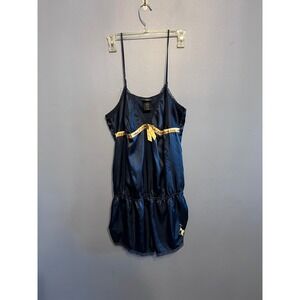 Vintage Baby Phat Intimates Lingerie Romper Teddy Navy Blue Gold SZ L Sleep Y2K
